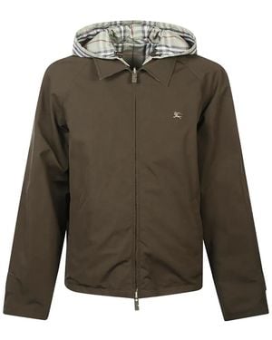 Burberry Check hooded jacket - Grün