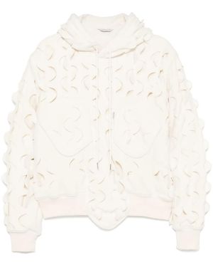JUNTAE KIM Laser-Slashed Fleece Hoodie - White