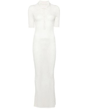 Kiki de Montparnasse Gehäkeltes Poloshirtkleid - Weiß