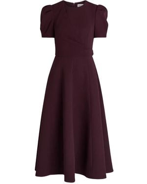 Rebecca Vallance Syrah Puff-Sleeve A-Line Midi Dress - Purple