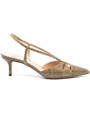 Francesco Russo 55Mm Snakeskin-Effect Court Shoes - Natural