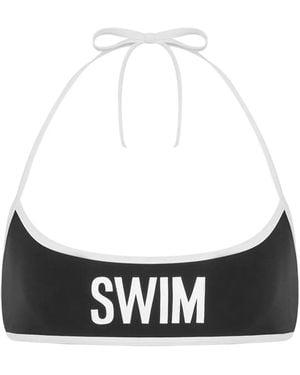 Moschino Text-Print Bikini Top - Black