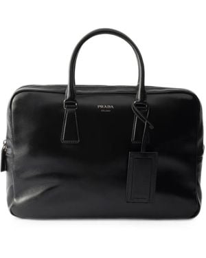 Prada Leather Work Bag - Black