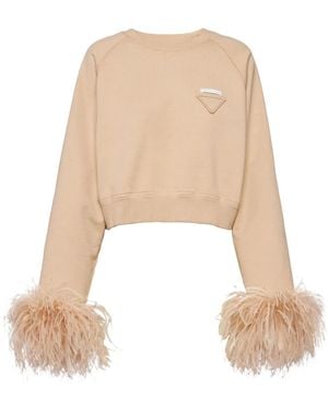 Prada Sudadera Con Ribete De Plumas - Neutro