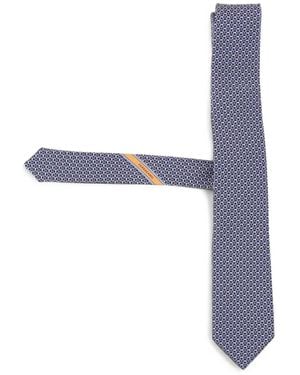 Ferragamo Gancini Links Print Silk Tie - White