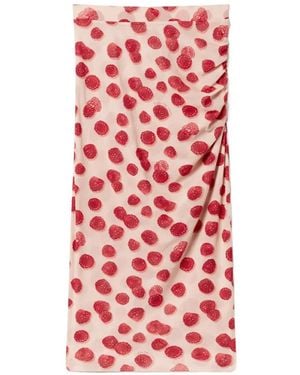 Stella McCartney Raspberry-Print Ruched Skirt - Red