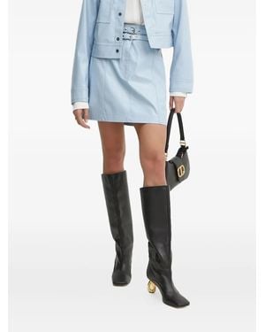 BOSS Double-Buckled Faux-Leather Mini Skirt - Blue
