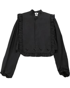 Noir Kei Ninomiya Ruffle-detail Cropped Jacket - ブラック