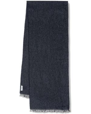 Lanvin Écharpe Frangée À Logo Brodé - Blue