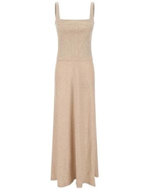 Giovanni bedin Ribbed-Knit Paneled Maxi Dress - White