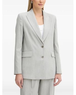 Fracomina Pinstriped Single-Breasted Blazer - Grey