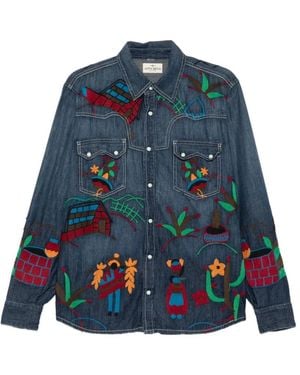 Antik Denim Embroidered Denim Shirt - Blue