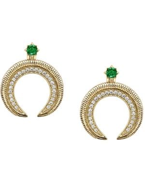 Faberge 18Kt Colours Of Love Miniature Hilal Crescent Emerald And Diamond Earrings - Metallic