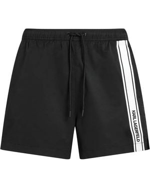 KARL LAGERFELD Elongated-Logo Swim Shorts - Black
