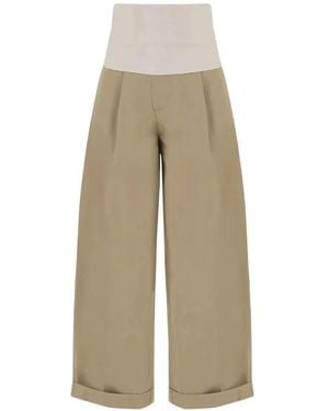 DARKPARK Wendy Pleated Turn-Up Trousers - Natural