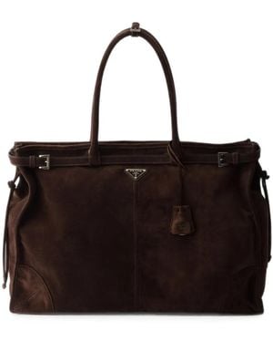 Prada Bonnie Suede Tote Bag - Black