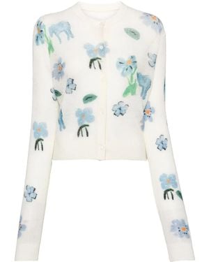 JNBY Cárdigan Con Motivo Floral De Intarsia - Blanco