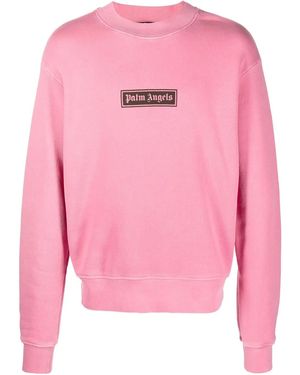 Palm Angels Logo-Print Cotton Sweatshirt - Pink