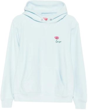 KENZO Flower-Embroidered Hoodie - Blue