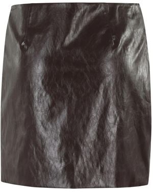 FEDERICA TOSI Draped Leather-Effect Mini Skirt - Black
