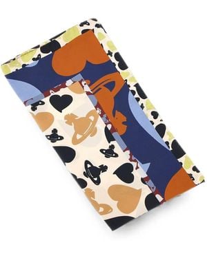 Vivienne Westwood Orb Heart-Print Scarf - Blue