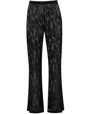 Baobab Pantalon En Dentelle Porto À Coupe Évasée - Black
