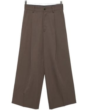 Ssstein Pleated Wide-Leg Trousers - Brown