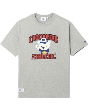 Chocoolate Bear-Print T-Shirt - Grey
