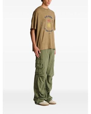 Balmain Crew-Neck Short-Sleeve T-Shirt - Green