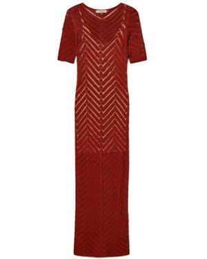 Twinset Long Chevron Knitted Dress - Red