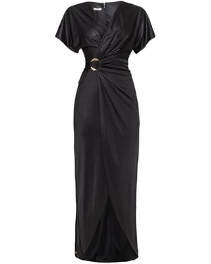 Nissa Metallic-Detail Midi Dress - Black