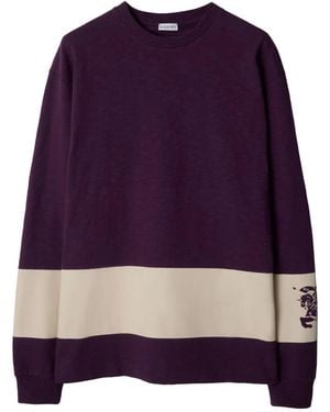 Burberry Ekd Stripe Cotton Jumper - Purple