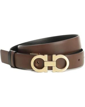Ferragamo Gancini Reversible Leather Belt - Brown