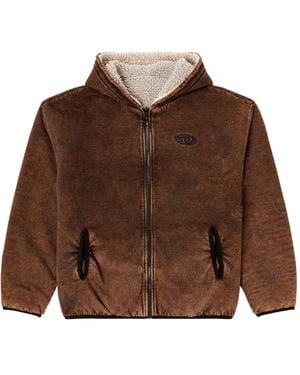 DIESEL S-Bryan Embroidered-Logo Reversible Jacket - Brown