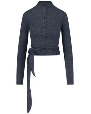 Low Classic Button-Up Wrap-Tie T-Shirt - Blue