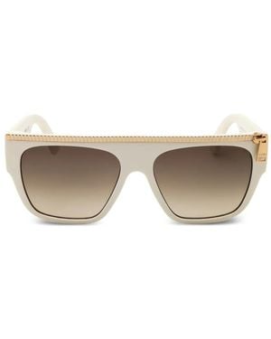 Moschino Zip-Detail Rectangle-Frame Sunglasses - Natural