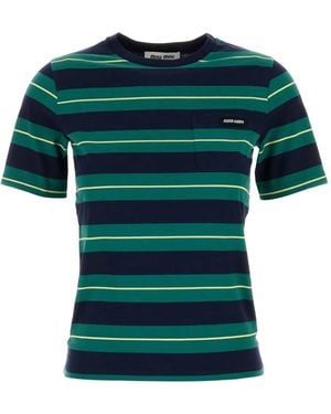 Miu Miu T-Shirt A Righe - Verde