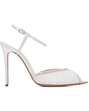 Andrea Wazen Katy Crystal-Embellished Sandals - White