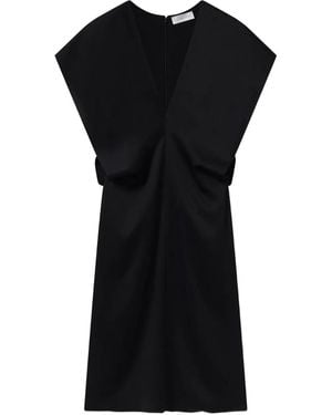 Stella McCartney V-Neck Short-Sleeve Midi Dress - Black