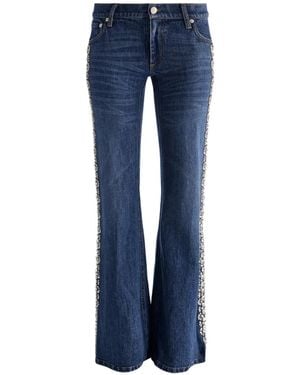 Alice + Olivia Emryn Crystal-Embellished Flared Jeans - Blue
