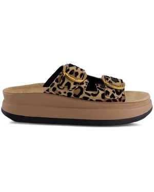 FANTASY SANDALS Zefi Leopard-Print Sandals - Brown