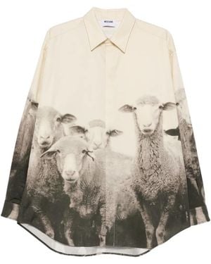 Moschino Print-Detail Long-Sleeve Shirt - Natural
