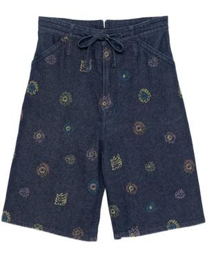 GARCON BY GARCON Floral Denim Shorts - Blue