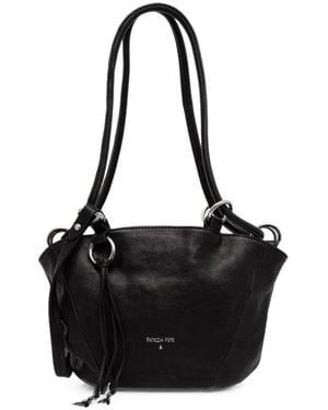 Patrizia Pepe Logo-Print Calf Leather Tote Bag - Black
