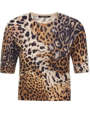 Roberto Cavalli Leopard-Print T-Shirt - White