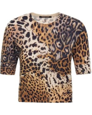 Roberto Cavalli Leopard-Print T-Shirt - White