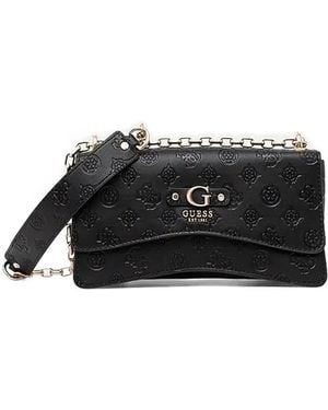 Guess Gerty Logo-Plaque Chain Crossbody Bag - Black
