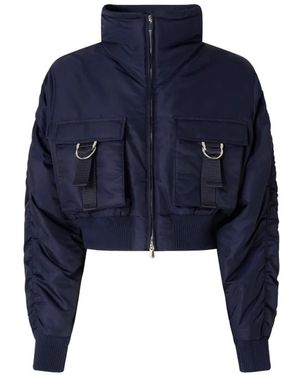 Pinko Cropped Bomberjack Met Ruchemouwen - Blauw