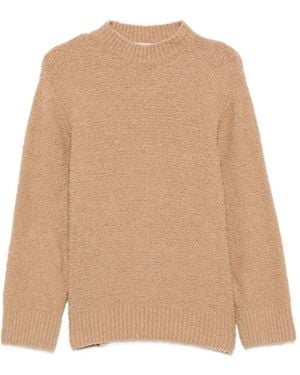 Laneus Bouclé-Knit Ribbed-Trim Jumper - Natural