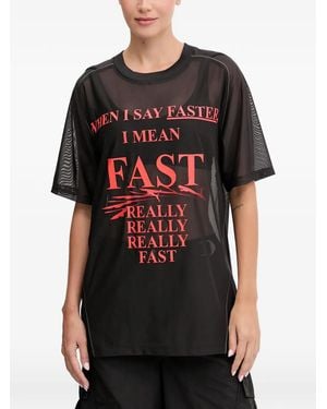 PUMA Slogan-Print Mesh T-Shirt - Black